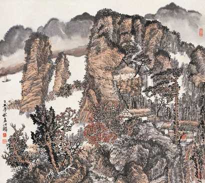 漆伯麟 1997年作 奇峰秋居图 立轴